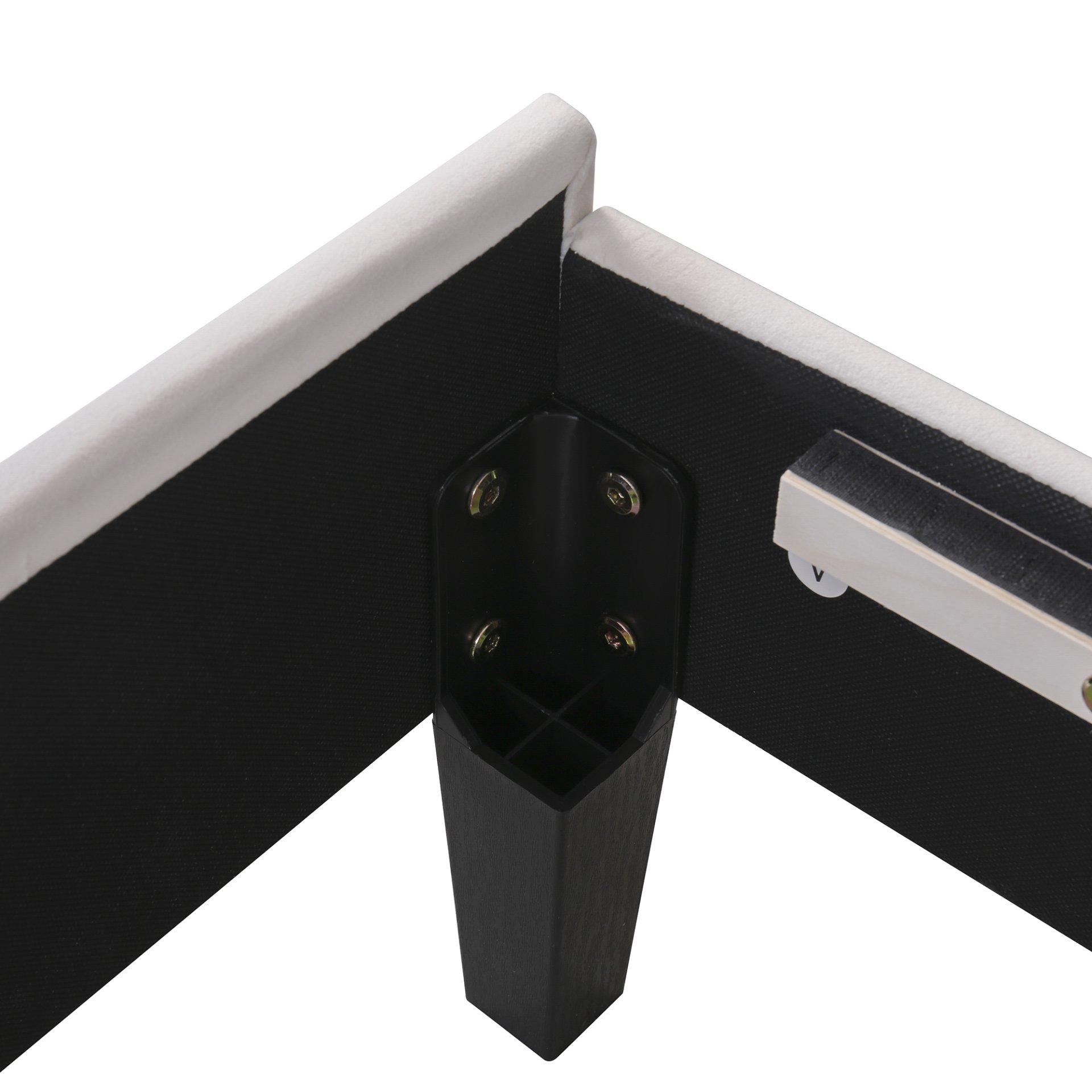 Queen Size Upholstered Platform Bed With Flower Pattern Headboard - Beige - Image 11