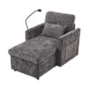 Multifunctional Recliner With Storage Backrest And Cell Phone Bracket Chenille For Living Room And Bedroom - Gray - Image 23