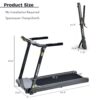 Folding Electric 3.5Hp Treadmill Medium Running Machine Motorised Gym 330Lb, Portable Compact Treadmill Foldable For Home Gym Fitness Workout Jogging Walking, Electric Motorized Power 14Km / H - Gray - Image 8