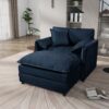 Oversized Recliner Chair With Movable Ottoman, Soft Chenille Upholstered Indoor Lounge Chair, Diy Combination - Blue - Image 2
