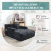 Chenille Interior Lazy Sofa Chaise Lounge Armchair With 3 Pillows And Armrests, Soft Chenille - Black - Image 7