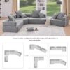 Oversized Modular U Shaped Sectional Sofa, Luxury Boucle Floor Couch Set, Convertible Sleeper Couch, Spacious Foam-Filled Sofa Bed, 4 Piece Free Combination - Gray - Image 15