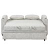 Pull Out Sofa Bed Modern Chenille Convertible Loveseat Sofa With Adjsutable Backrest, 2 Pillows, Cup Holders, USB Ports For Living Room, Apartment - White / Gray - Image 14