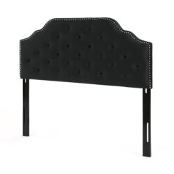 Charismatic - Queen & Full Size Headboard With Button Tufting And Nailhead Trim - Black
