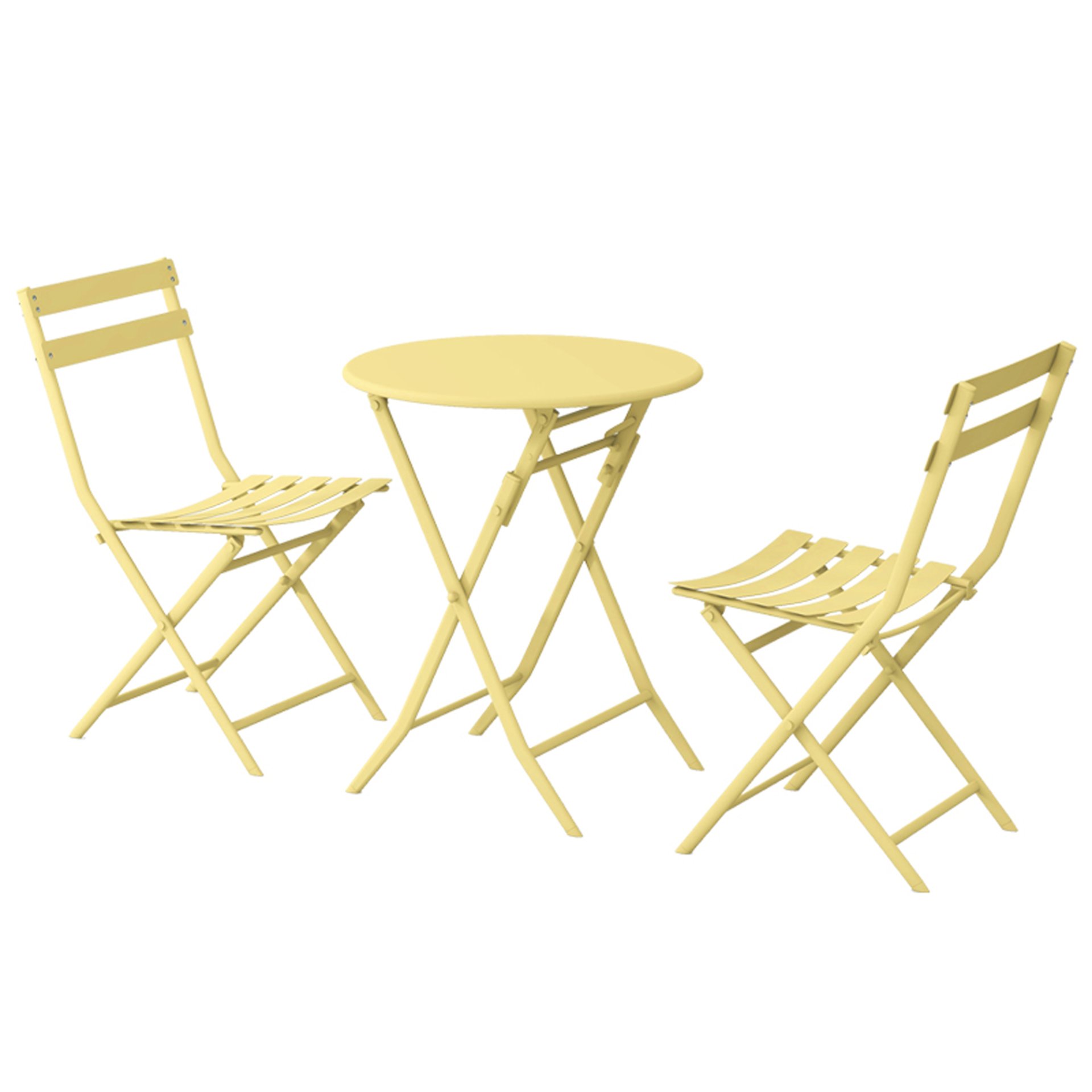3 Piece Patio Bistro Set Of Foldable Round Table And Chairs - Yellow - Image 15