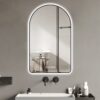 Modern Arched LED Bathroom Mirror With Time And Temperature Display, Anti Fog, Dimmable Light - Black - Image 4
