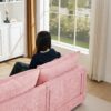Contemporary Modular Sectional Sofa L Shaped 3 Seater With Movable Ottoman 105 Inch - Pink - Image 10