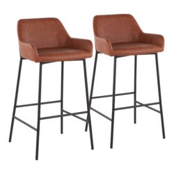 Daniella - Industrial Fixed Height Bar Stool (Set of 2) - Black / Camel