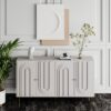 Modern Lacquered 4 Door Wooden Cabinet Sideboard Buffet Server Cabinet Storage Cabinet, For Living Room, Entryway, Hallway, Office, Kitchen And Dining Room - Gray - Image 6