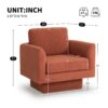 360° Modern Swivel Accent Chair Round Armchair, Thick Padded Single Lounge Sofa Upholstered Comfy - Brick Red - Image 2