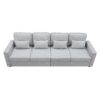 4 Seater Modern Linen Sofa With Armrest Pockets And 4 Pillows, Minimalist Style Couch - Light Gray - Image 3
