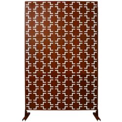 Outdoor / Indoor Privacy Screen Metal Privacy Screen, Freestanding Decorative Privacy Screen For Deck Balcony Patio - Rust Red