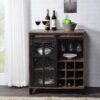 Treju Obscure - Glass, Rustic Wine Cabinet - Black / Oak - Image 5