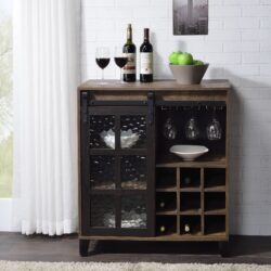 Treju Obscure - Glass, Rustic Wine Cabinet - Black / Oak