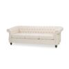 Chesterfield Style 3 Seater Sofa With Deep Button Tufting - Beige - Image 7