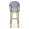 Outdoor Rattan French Barstool Set,, Bamboo, Seat Height - Navy Blue / White - Image 11