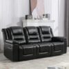 Home Theater Recliner Set Manual Recliner Chair With Wide Armrest, Two Built-In Cup Holders For Living Room - Black - Image 18