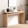 Slim Console Table, Narrow Entryway Table With Bead Detail - Light Natural / Natural - Image 4