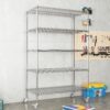 Heavy Duty Adjustable Shelving Unit, 5 Tier Wire Storage Shelves With Wheels - Brushed Nickel - Image 12