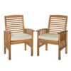Modern 2 Piece Slat Back Patio Chairs With Cushions - Brown - Image 2