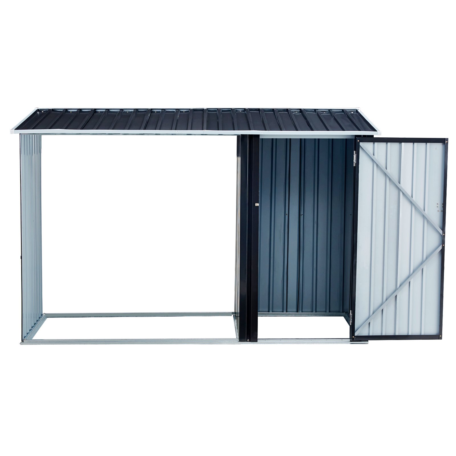 Firewood Storage Shed, Outdoor Firewood Rack, Outdoor Storage Shed With Log Holder, Firewood Shelter For Patio, Anthracite Galvanized Steel - Black - Image 5