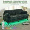 Modern Chenille 2 Seater Sofa With LED Light, USB Charging Port, And Storage Bag - Emerald - Image 9