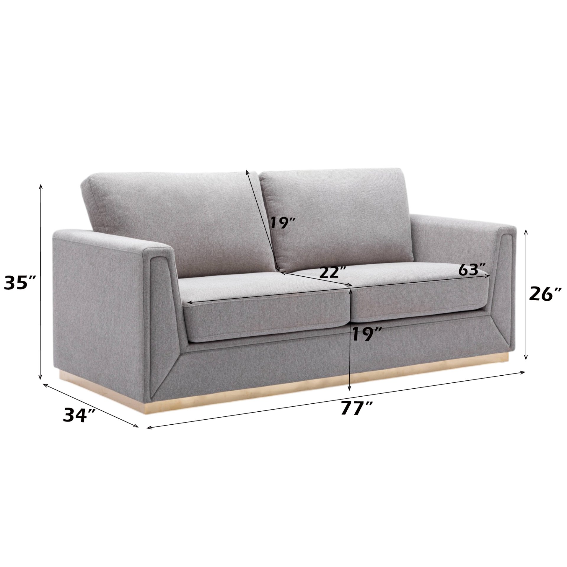 Valin - 3 Piece Living Room Set Meeting Room And Small Apartment Sofa Loveseat Chair - Gray - Image 4