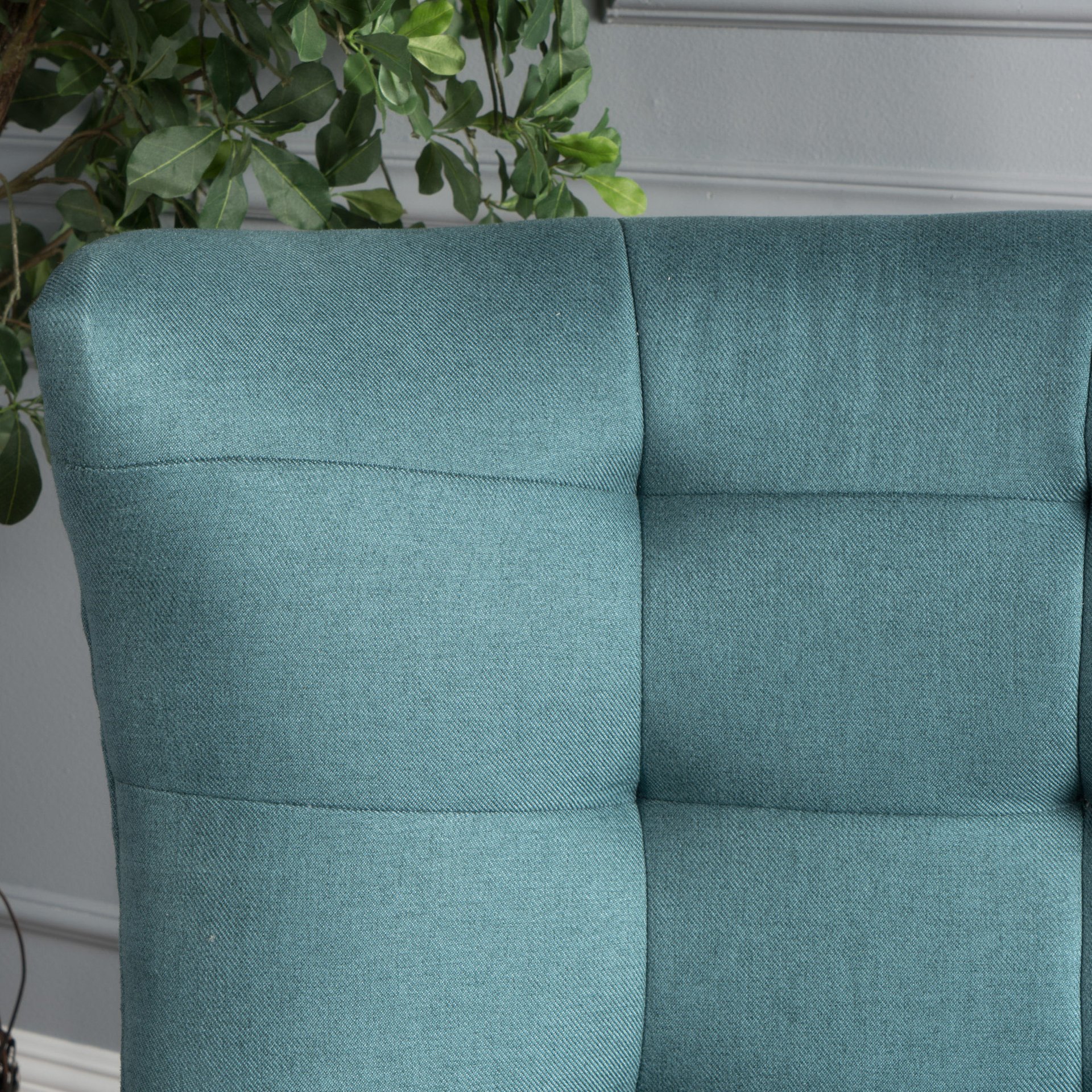 Mid Century Modern Club Chair With Tufted Back And Rubberwood Legs - Teal - Image 7