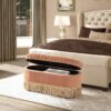 Serena - Oval Storage Bench Ottoman - Peach Orange - Image 8