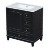 30" Bathroom Vanity With Sink, 1 Door With Shelf And 3 Drawers, Soft Close Door - Black - Image 11