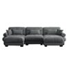 Modern U Shape Modular Sectional Sofa With Movable Ottomans Waist Pillows And Bolstered Armrests - Gray - Image 12