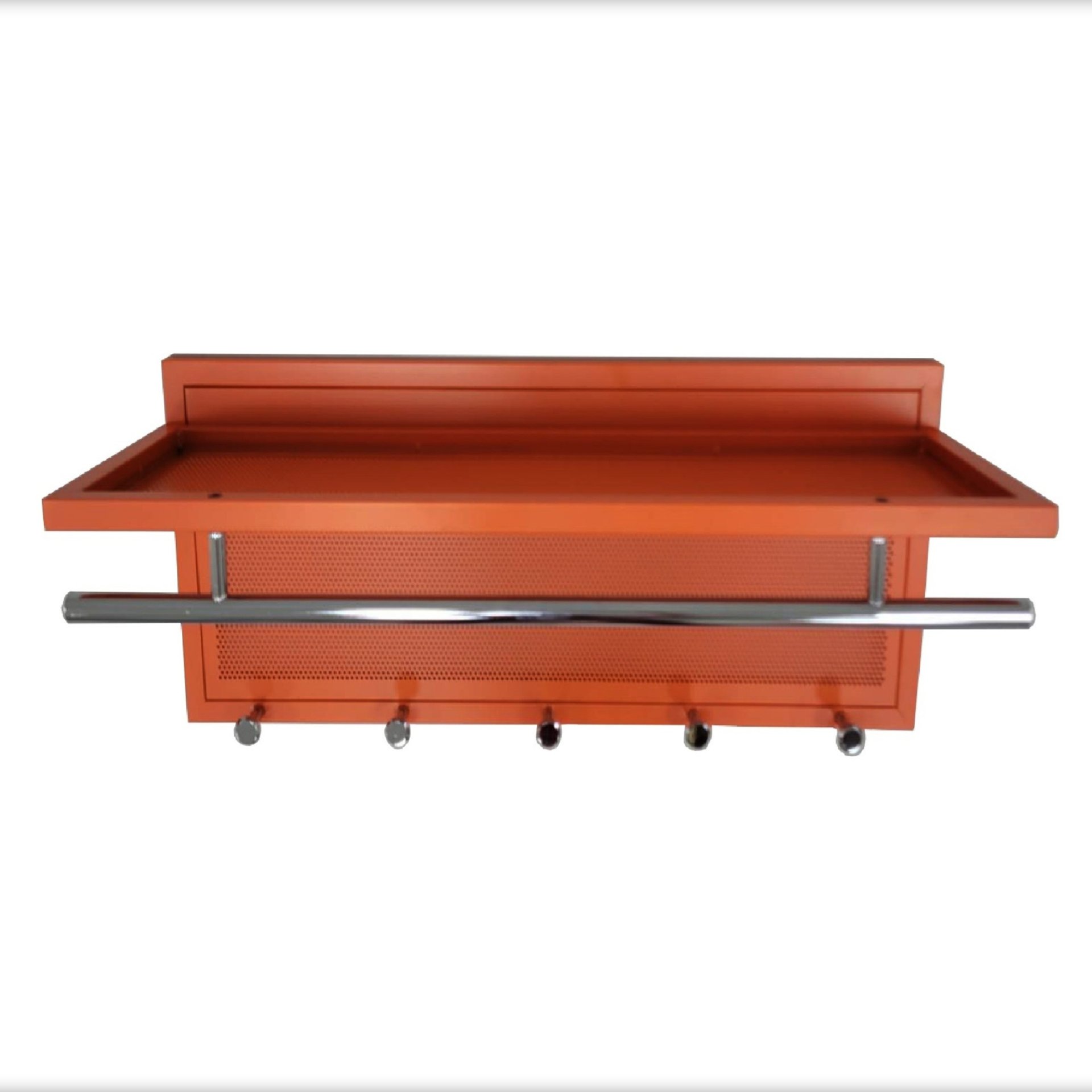 Esyspot - Metal Powder Coating Hook Wall Mounted With Shelf - Orange / Chrome - Image 5