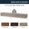 72" Rustic Wood Fireplace Mantel, Wall-Mounted & Floating Shelf For Home Decor - Gray - Image 4