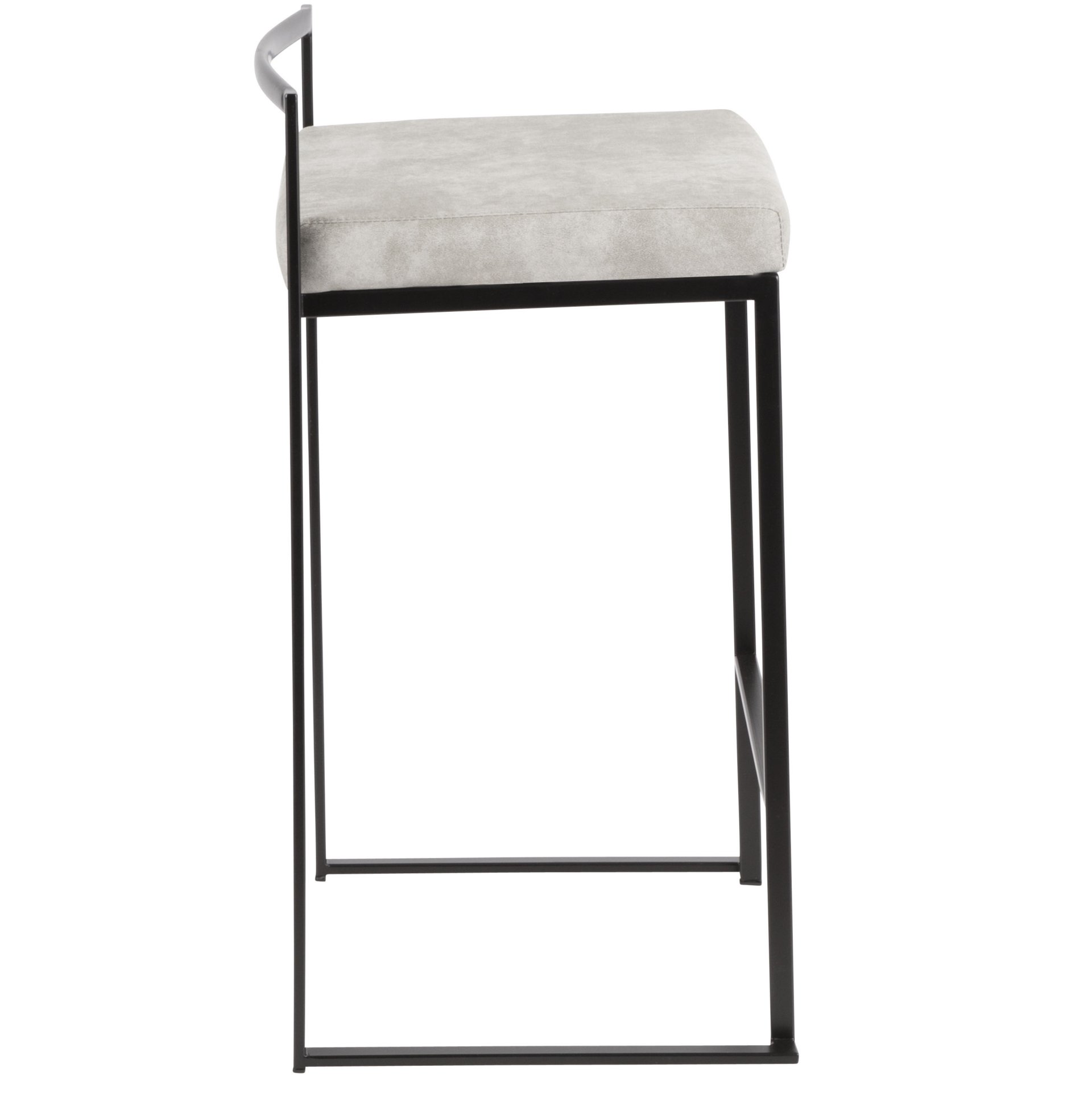 Fuji - Contemporary Stackable Counter Stool (Set of 2) - Black / Light Gray - Image 3