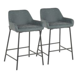 Daniella - Industrial Counter Stool (Set of 2) - Black / Green