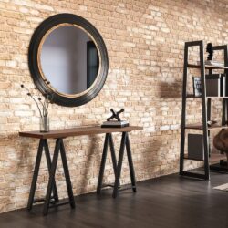 Sawhorse - Solid Walnut Veneer And Metal Console Sofa Table - Walnut