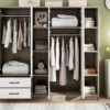 6 Door Wardrobe With Shelves And Drawers - Natural - Image 11