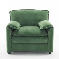 Oversized Reading Armchair With Thick Cushions, High Back Support - Green