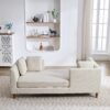 Wide Modern Double Sided Upholstered Chaise Lounge, Sleeper Sofa - Beige - Image 4