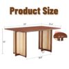 Style Dining Table With Imitation Rattan Design For Dining Room Living Room Office - Walnut - Image 3