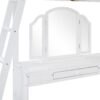 Full Loft Bed With U Shaped Desk, Storage Compartments And Tri Fold Mirror - White - Image 12