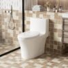 Elegant One Piece Toilet With Tornado Dual Flush, Siphonic S Trap 12", Soft Close Seat, Dual Flush, Ada Height, Glossy - Gloss White - Image 4