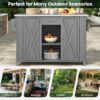 Outdoor Kitchen Island Fir Wood Kitchen Island With Stainless Steel Top, Ample Storage Space, Towel And Spice Racks And A Bottle Opener For Outdoor - Gray - Image 7