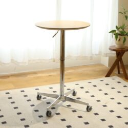 Movable Adjustable Bar Table Pub Table 360 Swivel Counter Bar Height Aluminum Star Base Movable For Stand Desk Bistro Table Dining Room Home Kitchen Table - Natural Wood