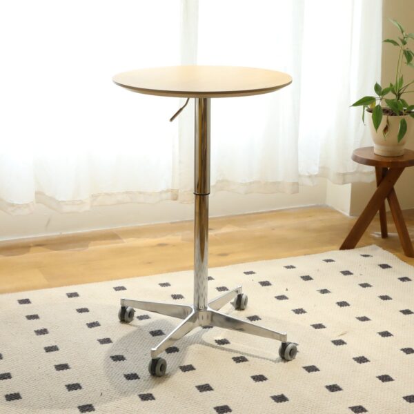 Movable Adjustable Bar Table Pub Table 360 Swivel Counter Bar Height Aluminum Star Base Movable For Stand Desk Bistro Table Dining Room Home Kitchen Table - Natural Wood