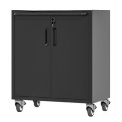 Heavy Duty Metal Garage Storage Cabinet With Wheels Sturdy Tool Storage Solution In Steel - Black