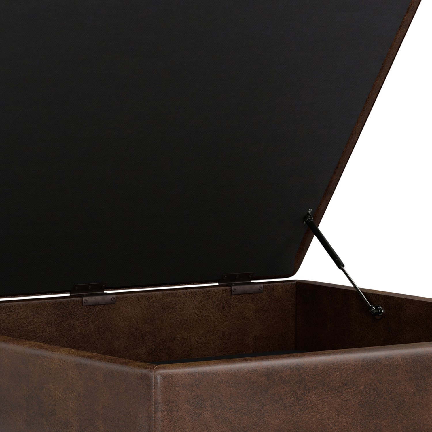 Owen - Extra Large Square Coffee Table Storage Ottoman - Distressed Chestnut Brown - Image 4