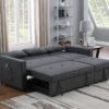 Zoey - Linen Convertible Sleeper Sofa With Side Pocket - Dark Gray - Image 8