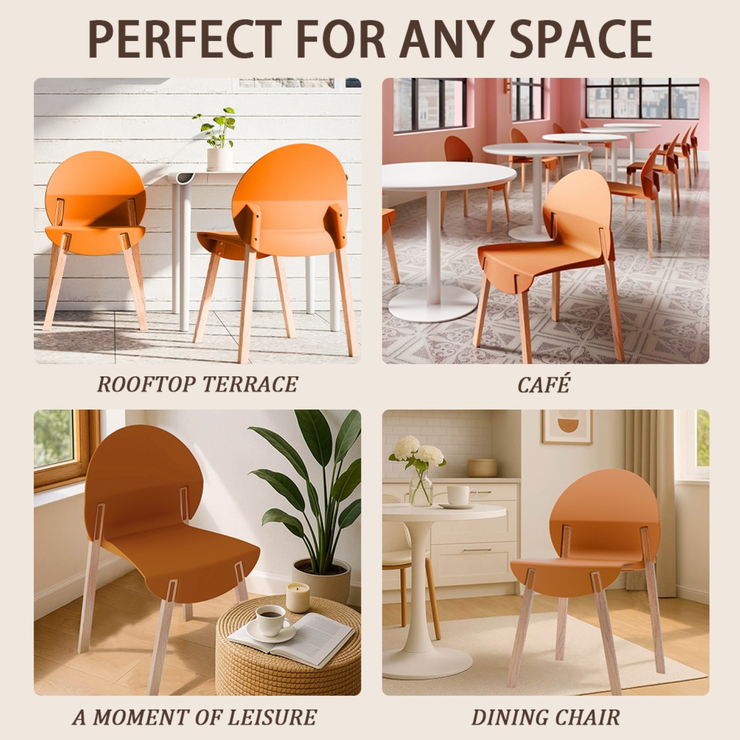 4 Piece Set Of Single Chairs With A Design Combining Modern And Traditional Elements, Durable And Comfortable - Tropical Orange - Image 11