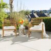 Outdoor Acacia Wood Club Chairs, 2 Pieces Set - Natural Stained / White - Image 4